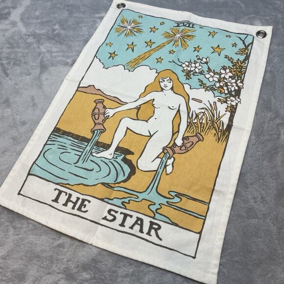 UO Home The Star Tarot Card Tapestry Wall Hanging 14.5x21 Boho Celestial Witchy - Picture 1 of 7